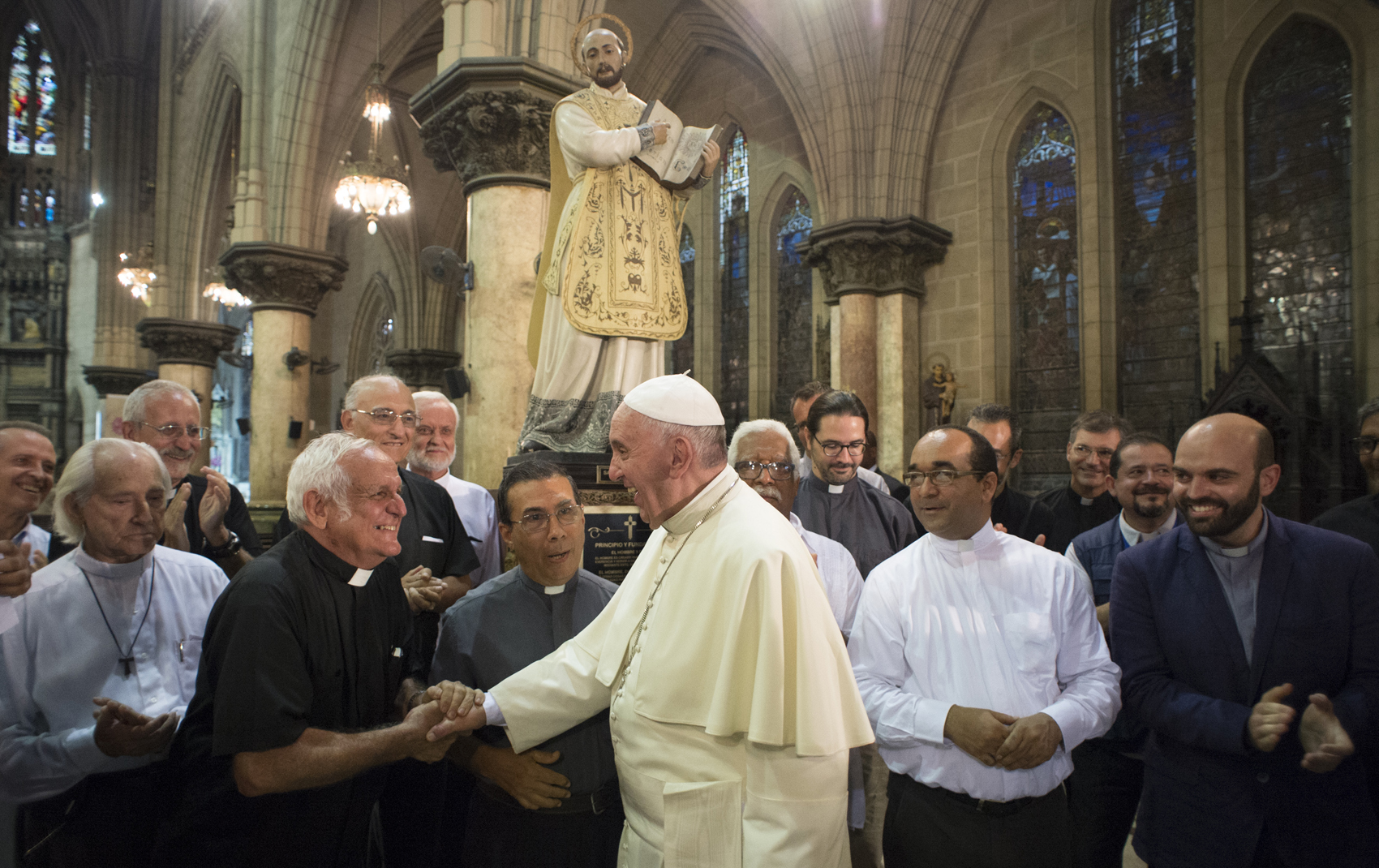 Pope Francis' visit at the Jesuit-run parish of the Sacred Heart of Jesus and St. Ignatius of Loyola