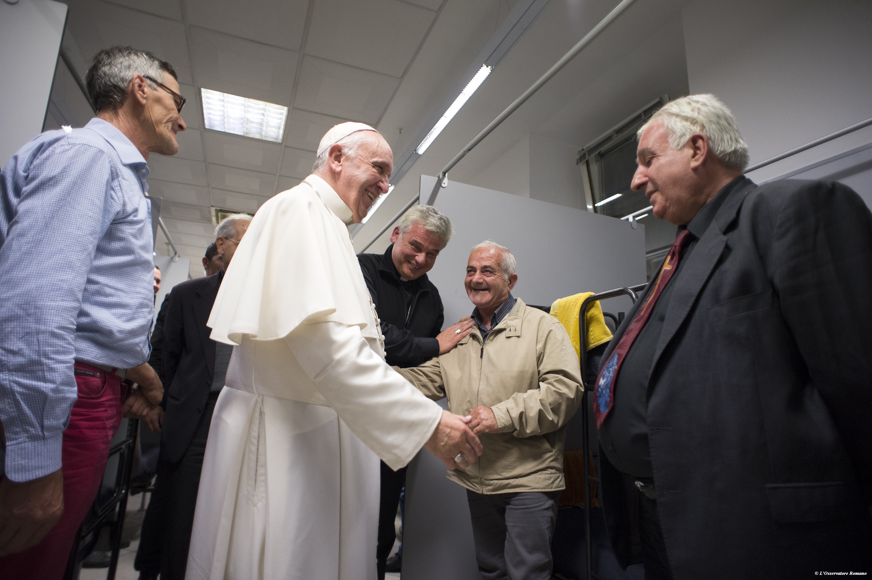 Pope Francis visited the new dormitory for the homeless on Thursday evening