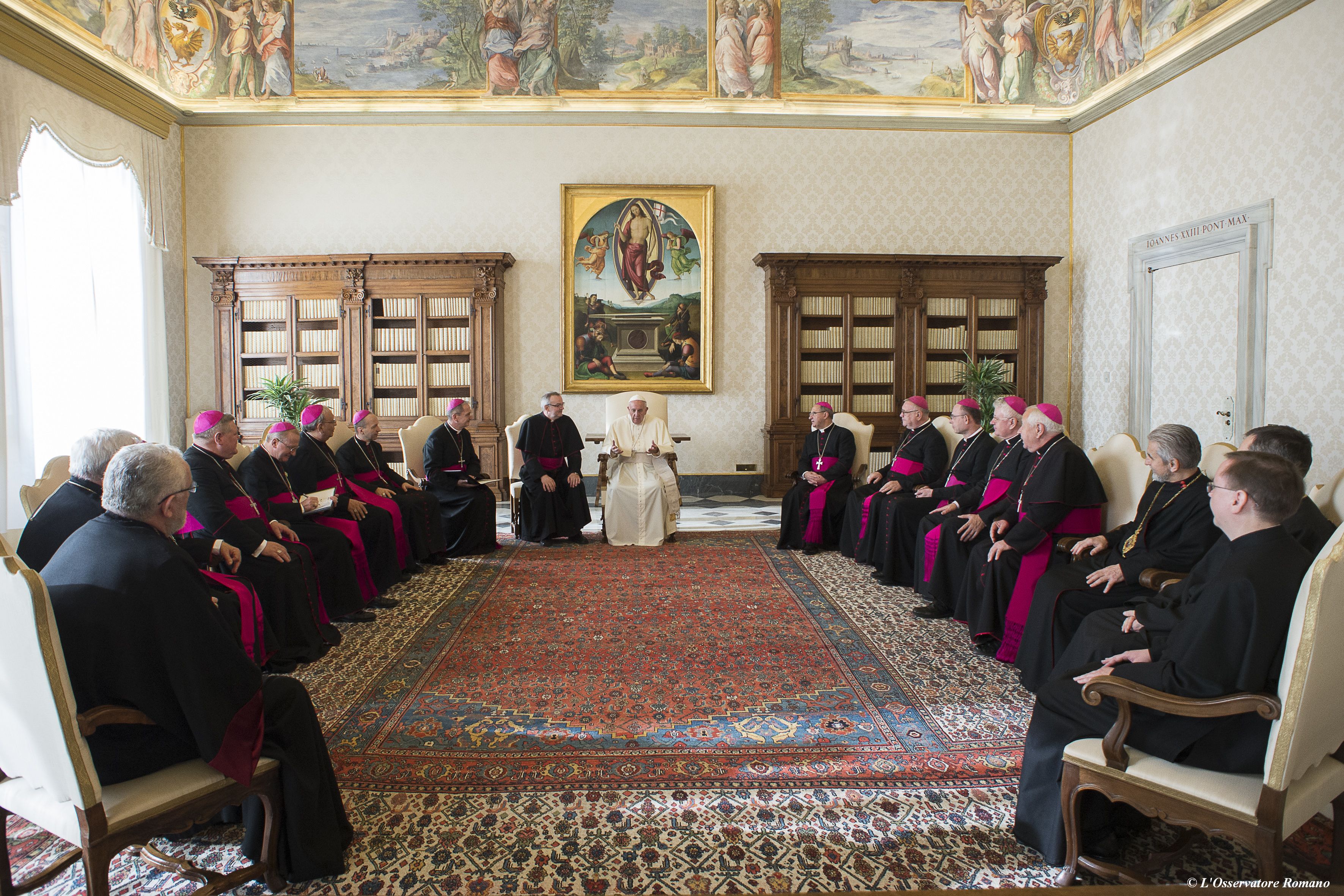 Pope Francis receives the Slovakian bishops as part of their ad limina visit to Rome
