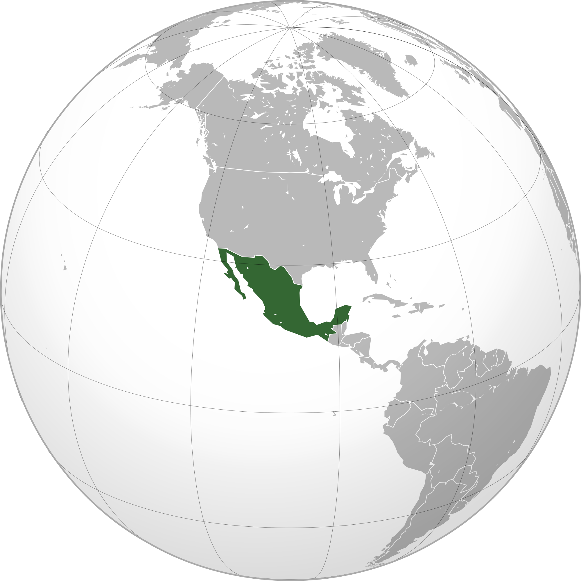 Map of Mexico (orthographic projection)