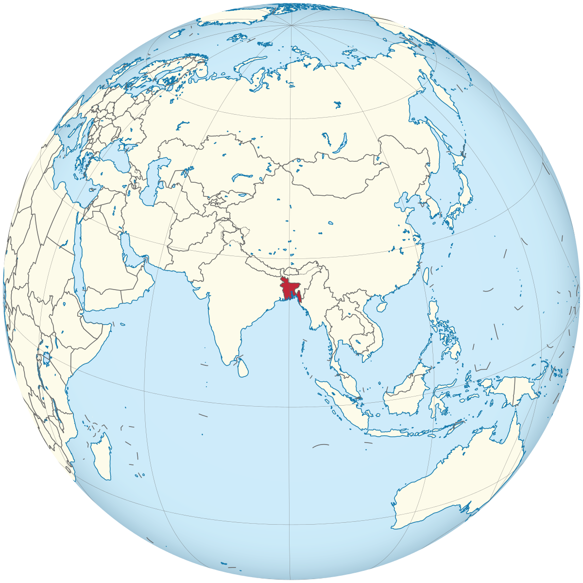 Bangladesh on the globe