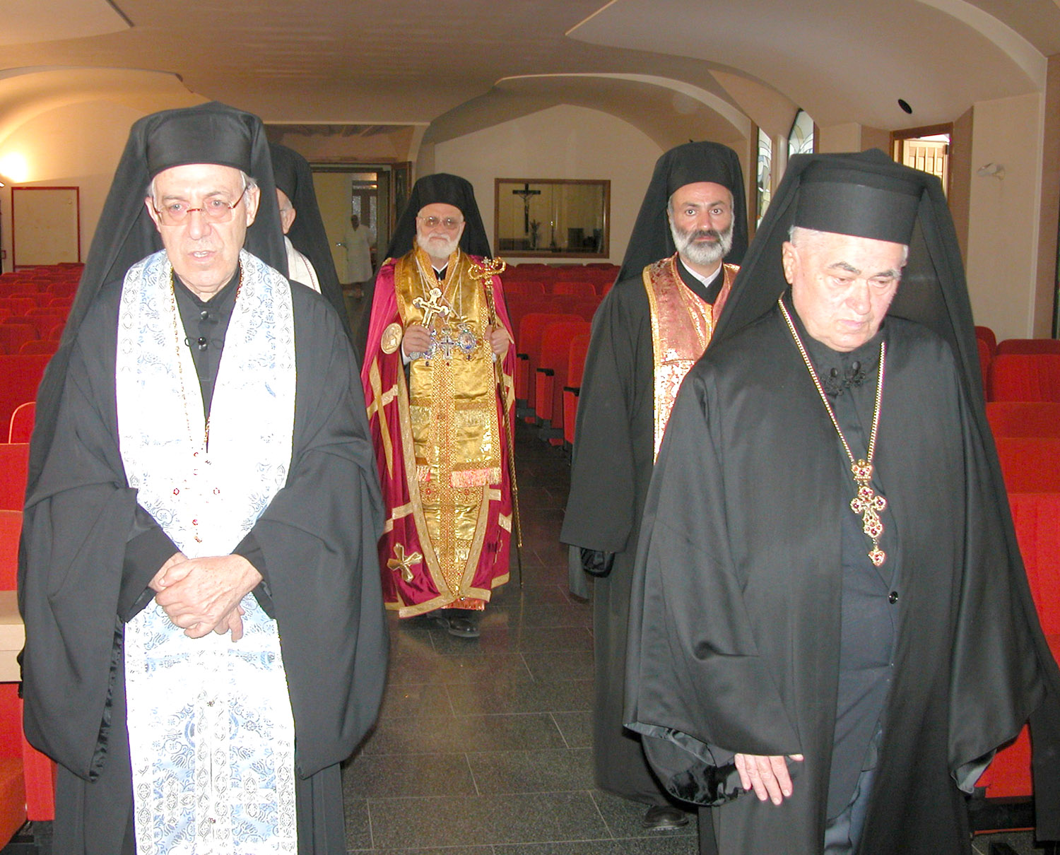 Melkite Patriarch Gregory III with some Archimadrites