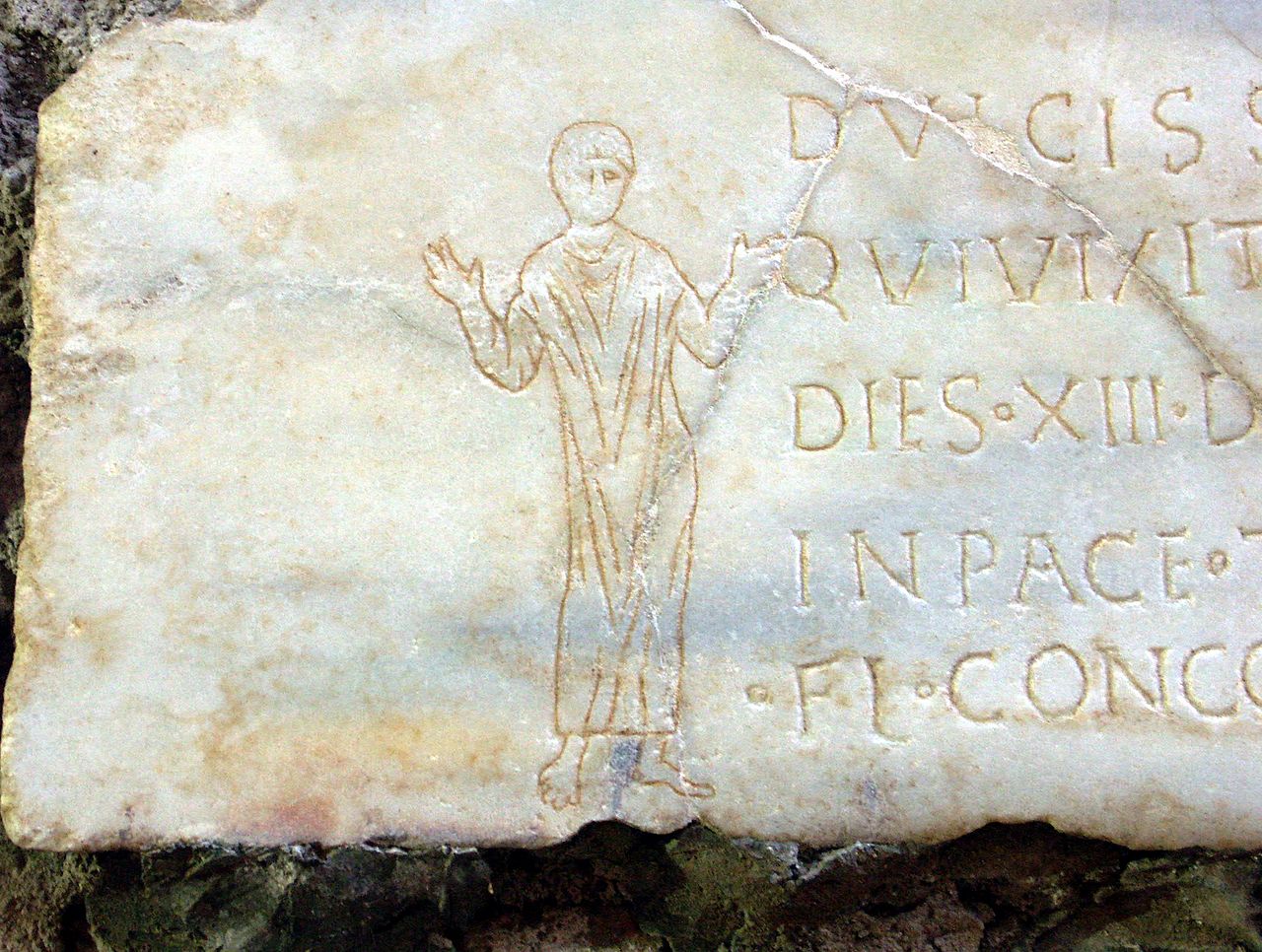 Praying Christian (Orans) from a gravestone in the Catacombs of Domitilla