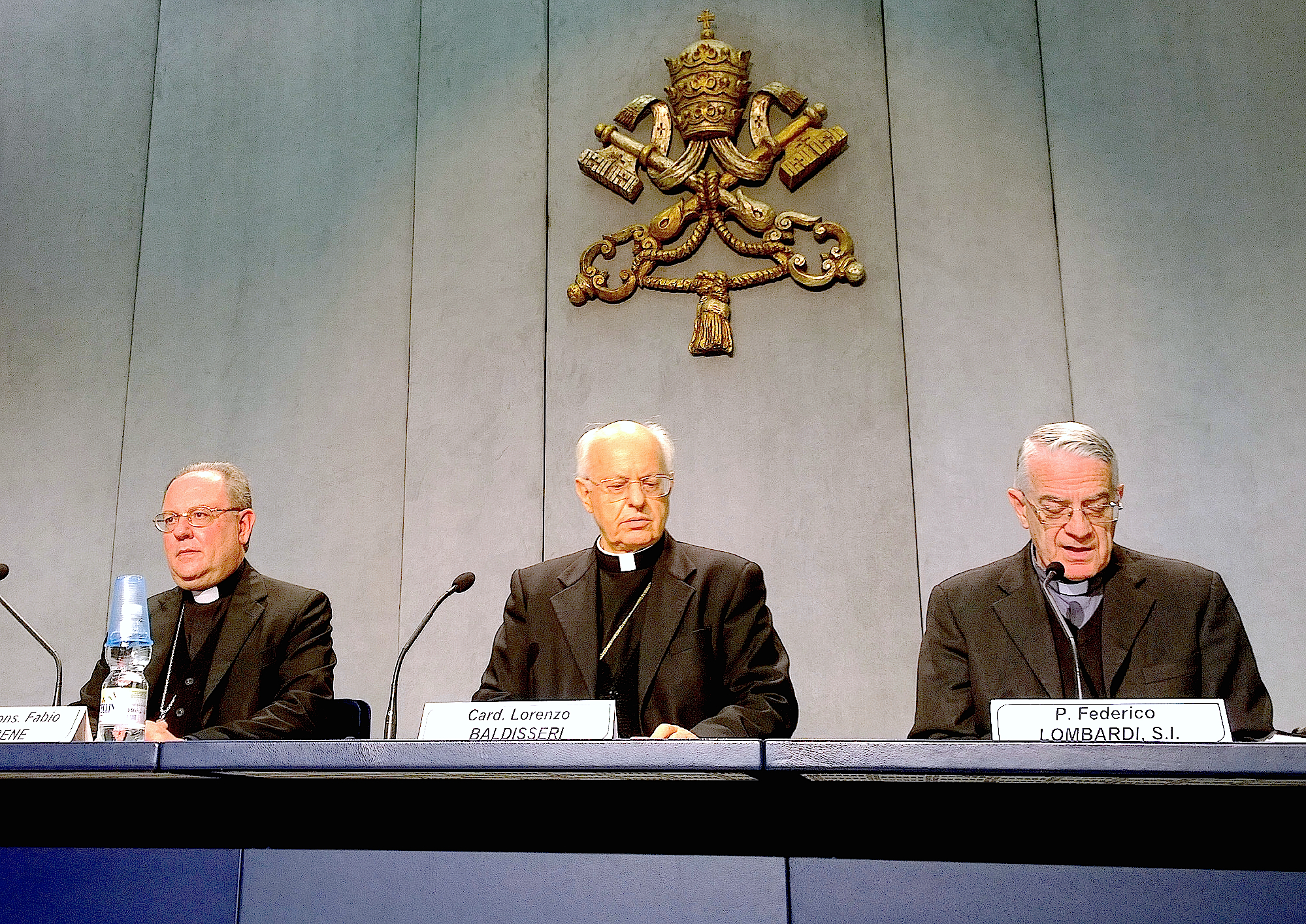 Cardinal Baldisseri in the pressroom during the presentation of the Ordinari Synod of the Family. 2 October 2015