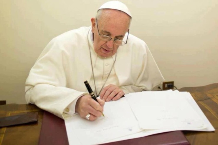 Pope writing a letter