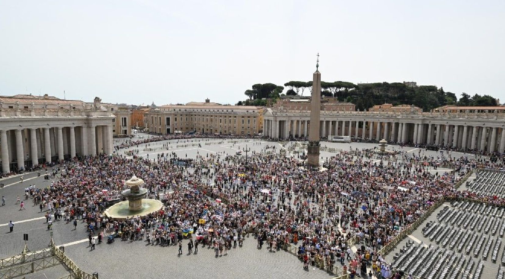 15,000 people gathered in St. Peter's Square at noon on Sunday, June 9, to join the Pope