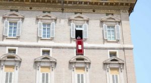 the Pope prayed the Angelus from the window of the Pontifical apartment overlooking St. Peter's Square
