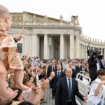 After the ride in the popemobile, he began with the traditional catechesis