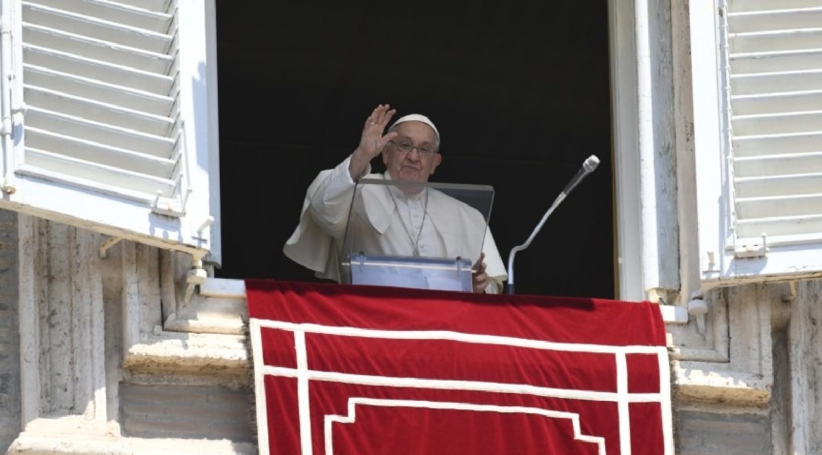 Pope Francis appeared at the window of the Apostolic Palace overlooking St. Peter's Square