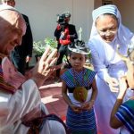 The Pope's day began with a visit to the Irmãs Alma School for children with disabilities.