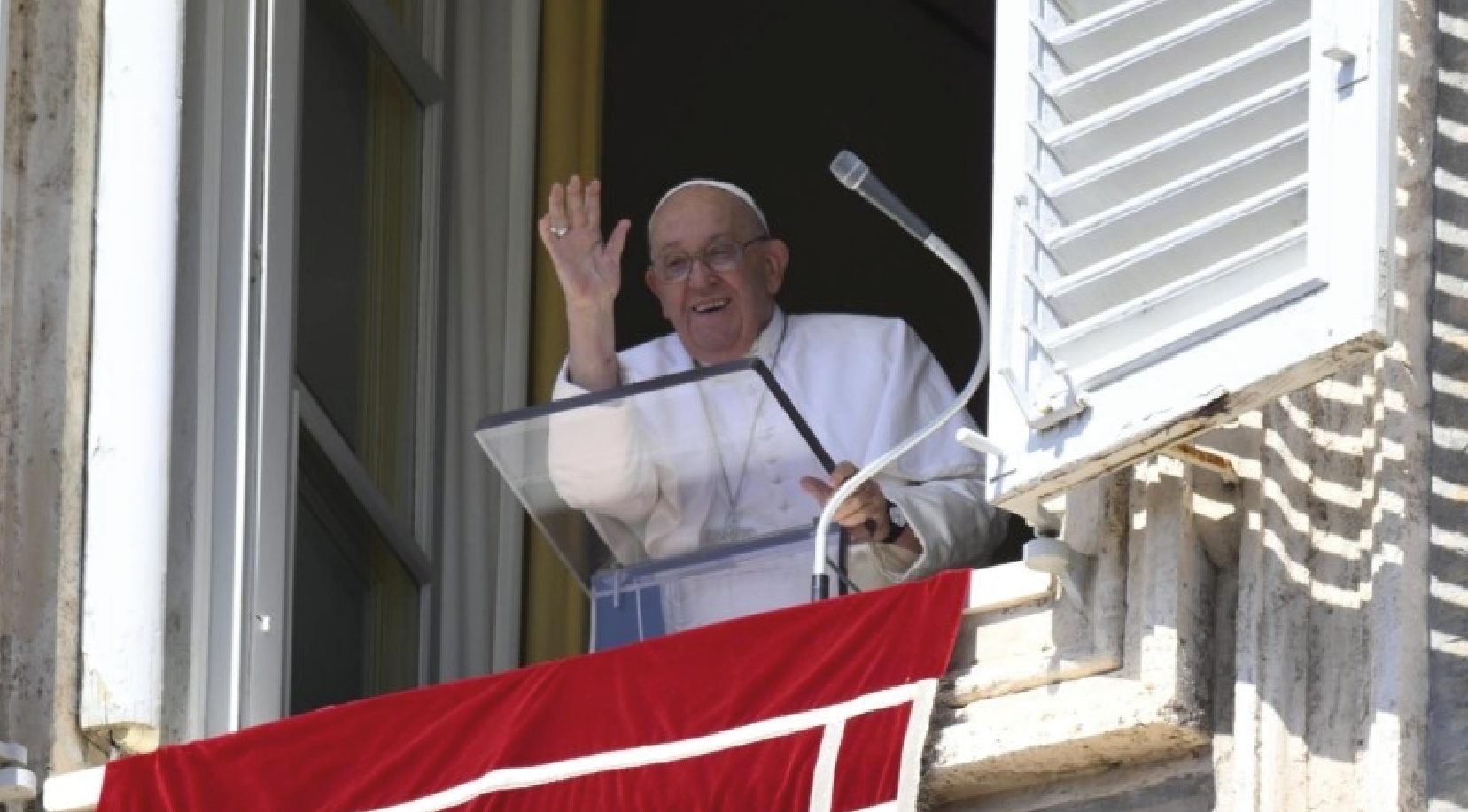 Around 15,000 people gathered in the Square to hear the Pope's Sunday message and pray the Angelus with him