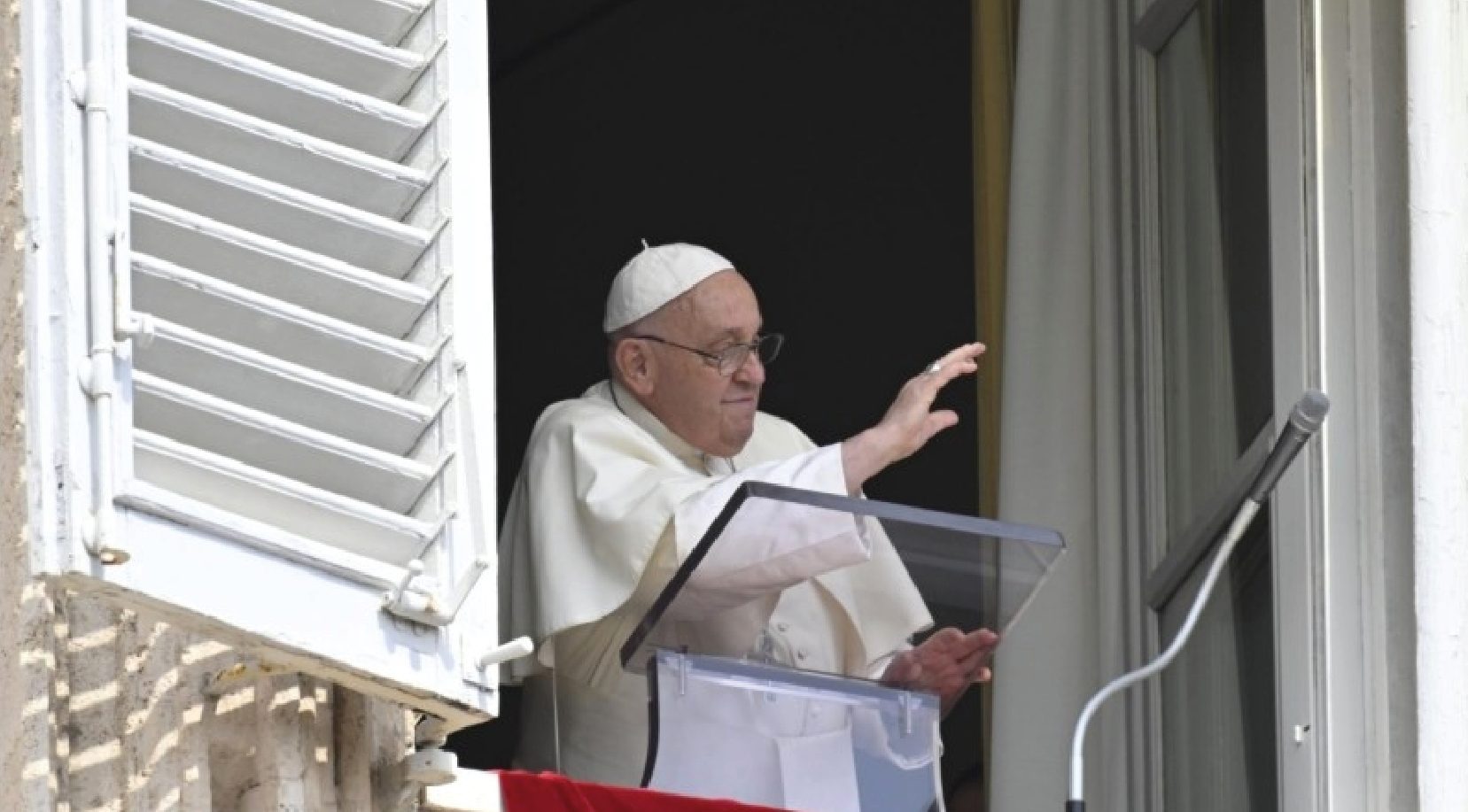 Around 15,000 people gathered to listen to his Sunday address and pray the Marian Angelus with him