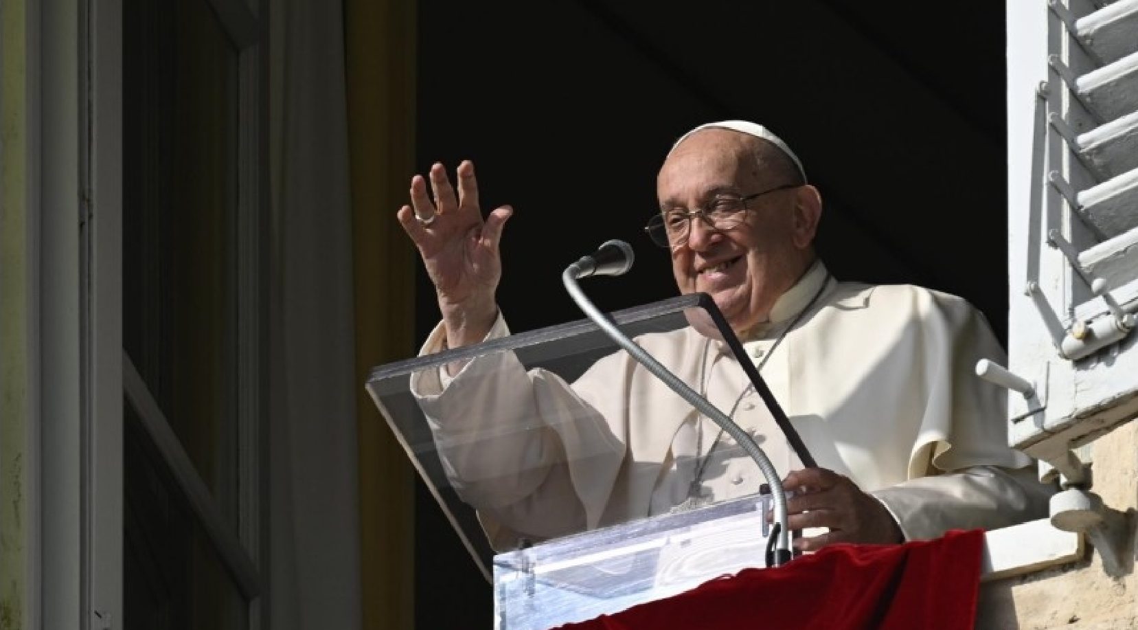 Pope Francis appeared at the window of the Apostolic Palace overlooking St. Peter’s Square