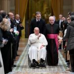 The audience took place in the Hall of Blessings in the Vatican Basilica.