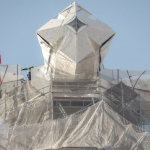 Barcelona: Four Horizontal Arms of the Cross Are Installed on the Tower of Jesus Christ at the Basilica of the Holy Family