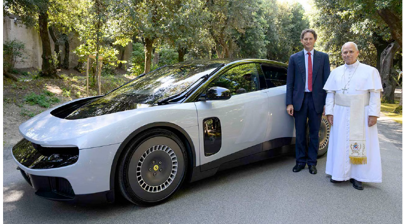 Italian Car Company Presents Ferrari Luce to Pope Leo XIV and Gifts Him the Steering Wheel